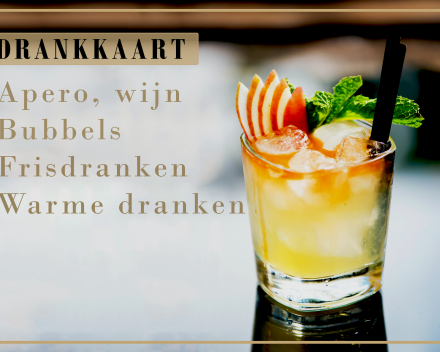 De drankkaart met aperitief, wijnen, bubbels, frisdranken en warme dranken van De Marnixhoeve - Café Latino